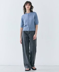 BEIGE， 【洗える】VANDA / ラメ入りクルーネック半袖カーディガン