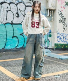 WEGO オープンショルダーナンバリングニット