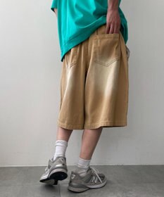 WEGO ツイルブラスト加工ワイドショートパンツ