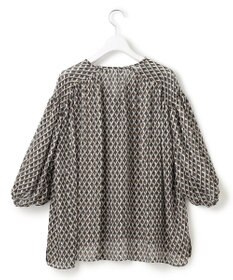 23区 L 【洗える】Ratti コラージュプリント ギャザー ブラウス