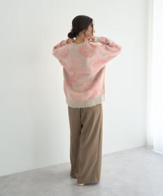 YECCA VECCA フラワー柄シャギーニット