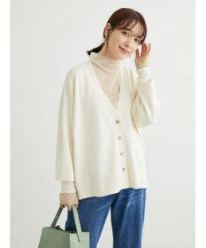 Green Parks 洗える　ステッチ入りＶネックカーディガン