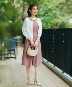 Tiaclasse L 【2TYPEスリーブ/半袖・ノースリーブ・洗える】タックフレアワンピース