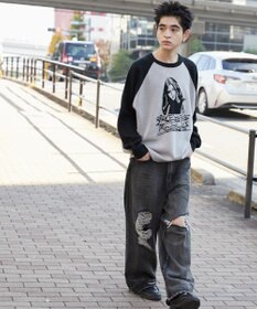 WEGO ラグランジャガードグラフィックプルオーバー