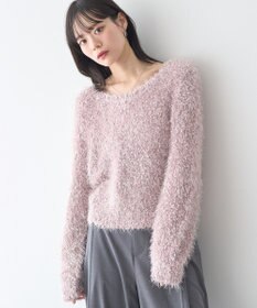 earth music&ecology ポンポンヤーンラメニットプルオーバー