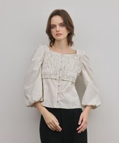 GRACE CONTINENTAL ラメドットタフタジャガードトップ