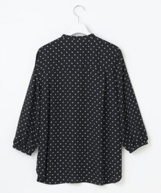 自由区 【セット可/洗える】ダブルスクエアプリント バンドカラーブラウス