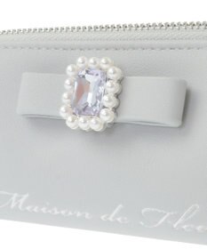 Maison de FLEUR パールビジュー合皮リボンロングポーチ