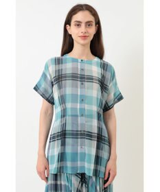 DAKS ビッグトランスチェックシフォンブラウス