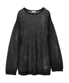 earth music&ecology メッシュ編みニットプルオーバー