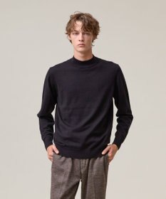 J.PRESS MEN 動きやすさにこだわった立体設計【洗える】コットンカシミヤモックネック ニット ブラック系