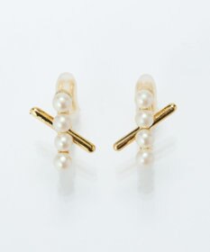 Phoebe 【痛くないシリーズ/金属アレルギー対応】パールクロスライトフィットイヤリング　ゴールド