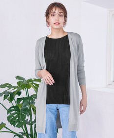 Tiaclasse 【洗える】バックリブプリーツ編みロングカーディガン