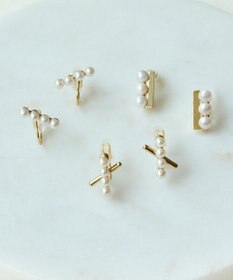 Phoebe 【痛くないシリーズ/金属アレルギー対応】パールクロスライトフィットイヤリング　ゴールド