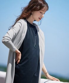 Tiaclasse 【洗える】バックリブプリーツ編みロングカーディガン