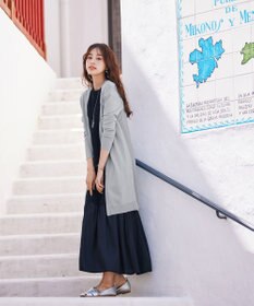 Tiaclasse 【洗える】バックリブプリーツ編みロングカーディガン