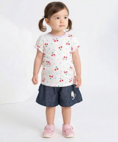 MIKI HOUSE HOT BISCUITS 【80-120cm】キャビット×さくらんぼ 総柄 半袖Tシャツ