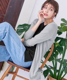 Tiaclasse 【洗える】バックリブプリーツ編みロングカーディガン