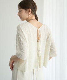 YECCA VECCA 2wayリボンフリンジニットカーディガン