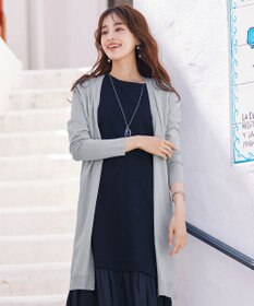 Tiaclasse 【洗える】バックリブプリーツ編みロングカーディガン