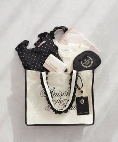 Maison de FLEUR ロゴ刺繍フリルハンドル帆布キャリーオンバッグ