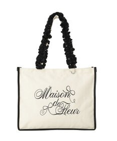 Maison de FLEUR ロゴ刺繍フリルハンドル帆布キャリーオンバッグ