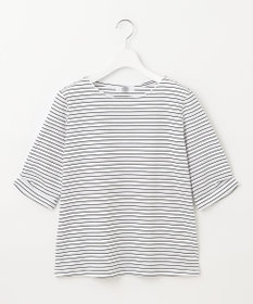 J.PRESS LADIES 【接触冷感・UVケア】 スムースジャージー タックスリーブ ボーダー カットソー