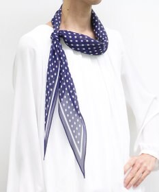 Marca ＜洗えるシルク＞ドット 菱形スカーフ Marcaオリジナル ウォッシャブルシルクローン