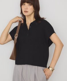 AMERICAN HOLIC フレンチスリーブリブニットポロ
