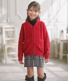 組曲 KIDS 【S-Lサイズ】 ケーブルニットカーディガン
