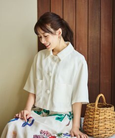 #Newans 【シワになりにくい】〈花乃まりあさんコラボ〉クロップドシャツジャケット