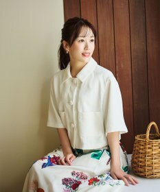 #Newans 【シワになりにくい】〈花乃まりあさんコラボ〉クロップドシャツジャケット