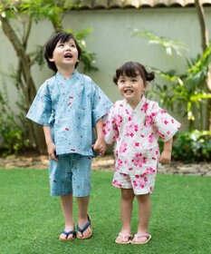 MIKI HOUSE HOT BISCUITS 【ミキハウス】【80-150cm】 アジサイ柄甚平スーツ