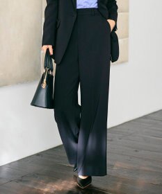 自由区 【カタログ掲載】トリアセダブルクロスワイドストレート パンツ ネイビー