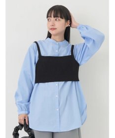 earth music&ecology ＳＥＴ２点ニットビスチェ＋ノーカラーシャツ