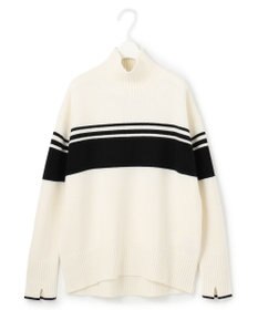 ICB 【CLASSY.1月号掲載・洗える】ソフトカシミヤミックス 配色ボーダーハイネックニット