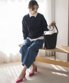 組曲 L ライトデニム セミワイドパンツ