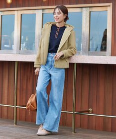 Tiaclasse L ウールライクフーデットショートコート