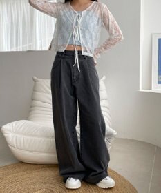 WEGO モチーフデニムタックパンツ