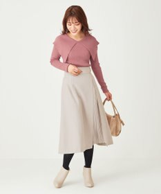 ANY SIS 【洗える】パール調ポイントツイル スカート