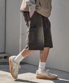 WEGO 【SMLサイズ展開】イージーバギーデニムカーゴショーツ