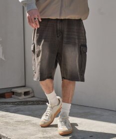 WEGO 【SMLサイズ展開】イージーバギーデニムカーゴショーツ