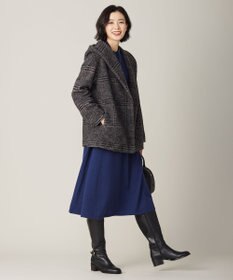 J.PRESS LADIES 【キルトピン付き】ECOLANAスライバーチェック フーデットアウター