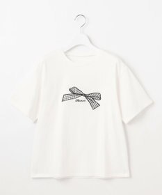 Feroux 【洗える】リボン刺繍 Tシャツ