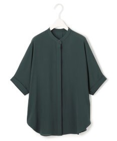 ICB L 【人気のため新色追加・接触冷感・UVケア・速乾・洗える】BackSatinAmunzen 5分袖バンドカラーブラウス