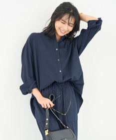 UNFILO ライトフランネル オーバーシャツ ネイビー