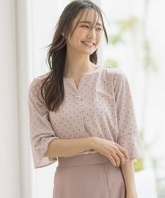 ANY SIS 【接触冷感・吸水速乾・UVケア】エアリードレープスムース 七分袖 ブラウス