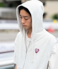 WEGO 【ユニセックス着用ITEM/MLサイズ展開】ワンポイントノースリジップパーカー