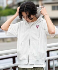 WEGO 【ユニセックス着用ITEM/MLサイズ展開】ワンポイントノースリジップパーカー