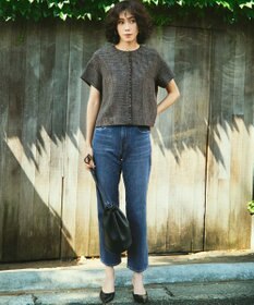 23区 【洗える】ツイーディーカラーミックス ハーフスリーブ ブラウス